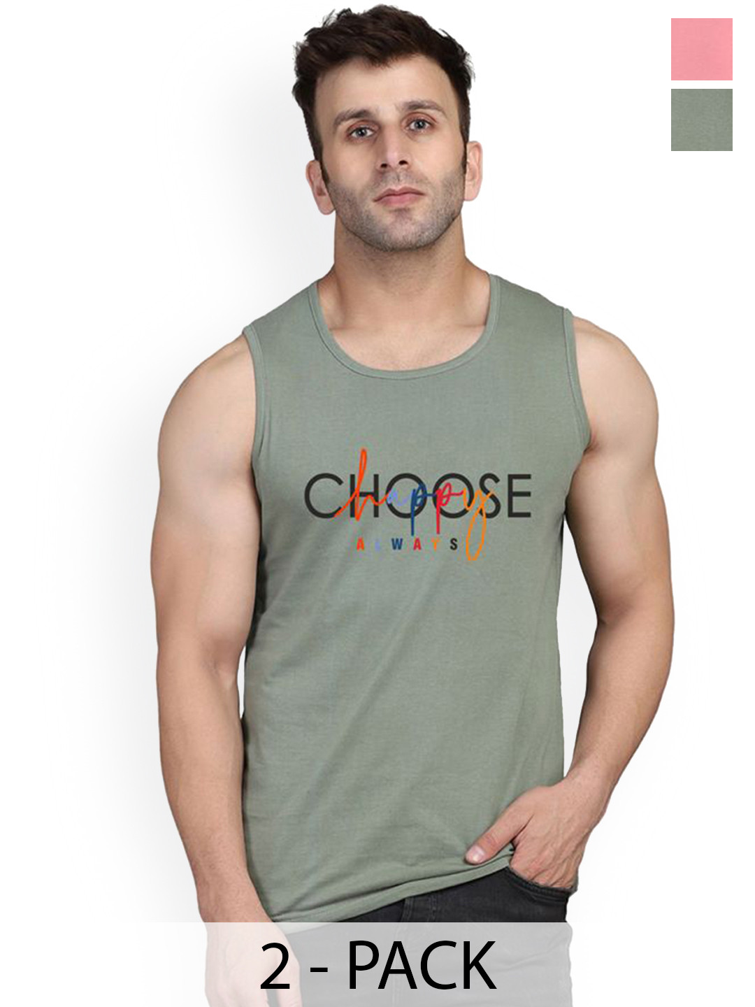 SLOWLORIS Men Pack Of 2 Printed Inner Vest