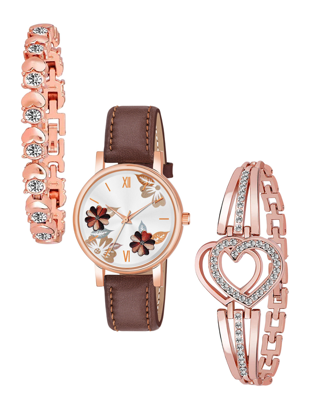 THE SHOPOHOLIC Women Printed Dial & Leather Straps Analogue Watch K-BROWN-2BR