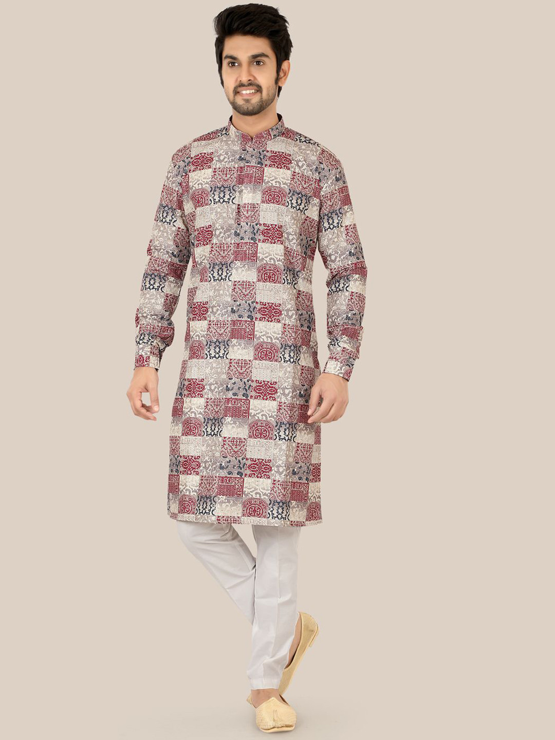 Ethniks Neu-Ron Men Checked Kurta with Pyjama