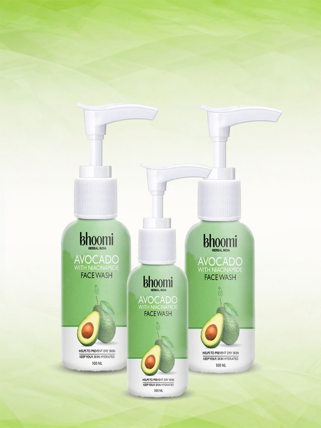 BHOOMI HERBAL INDIA Set Of 3 Avocado With Niacinamide Face Wash - 100 ml Each