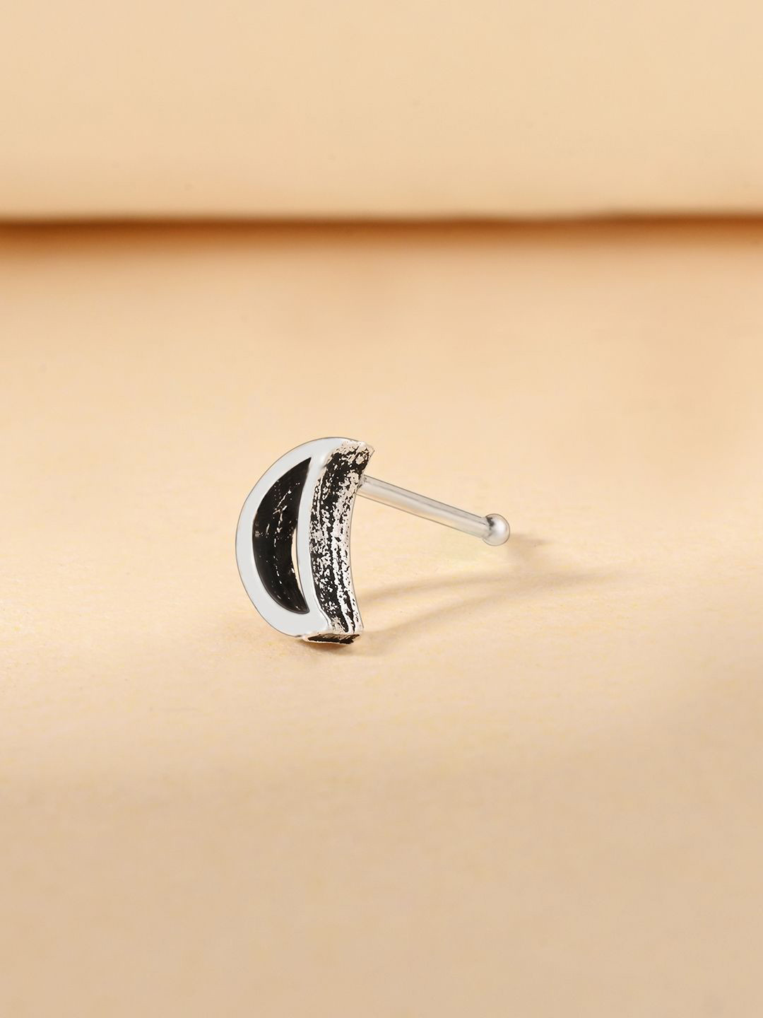 TOUCH925 Women 925 Silver Crescent Charm Stud Nosepin