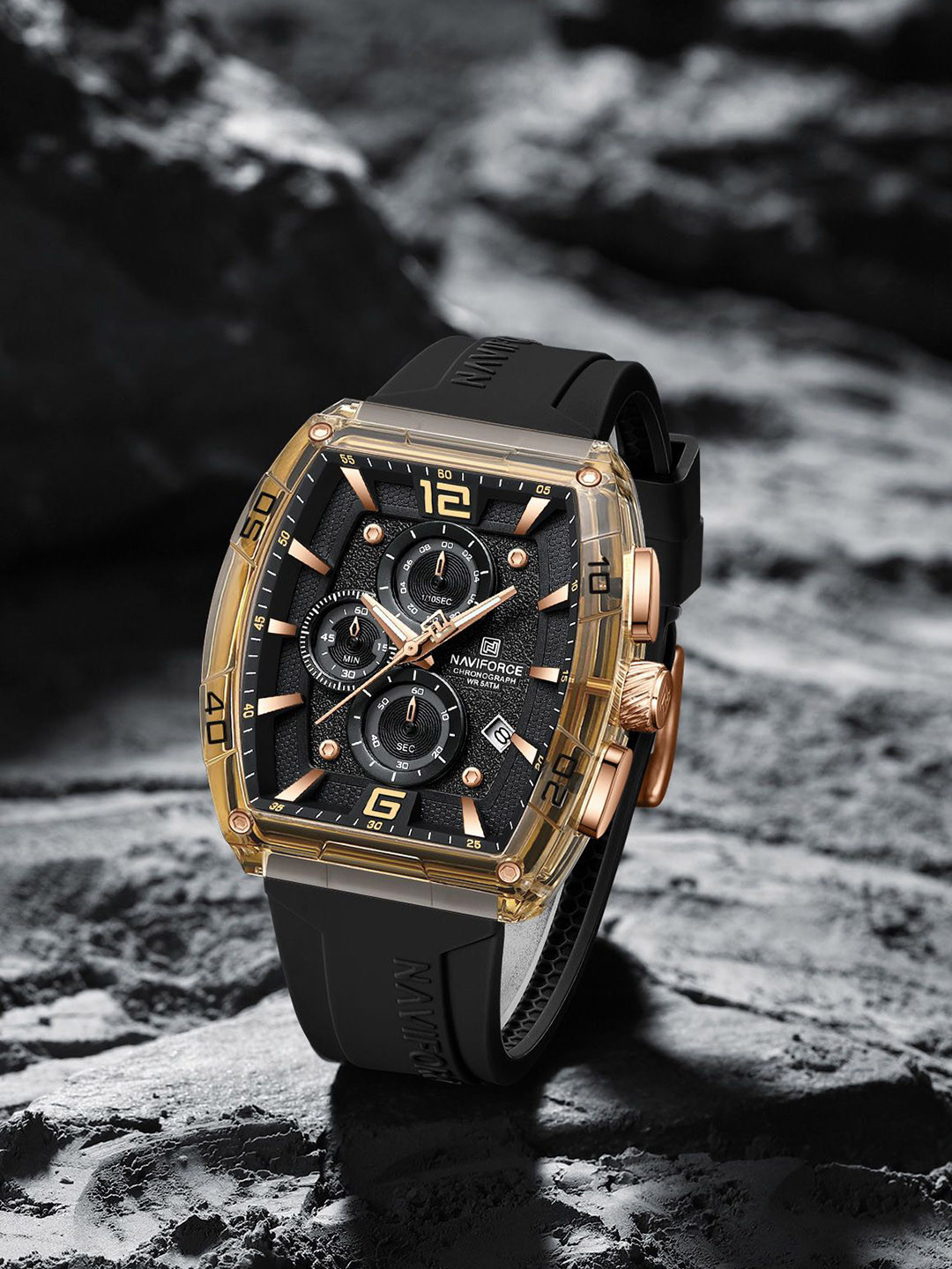 Naviforce Men Silicon Straps Analogue Watch NF6101_RG Y B