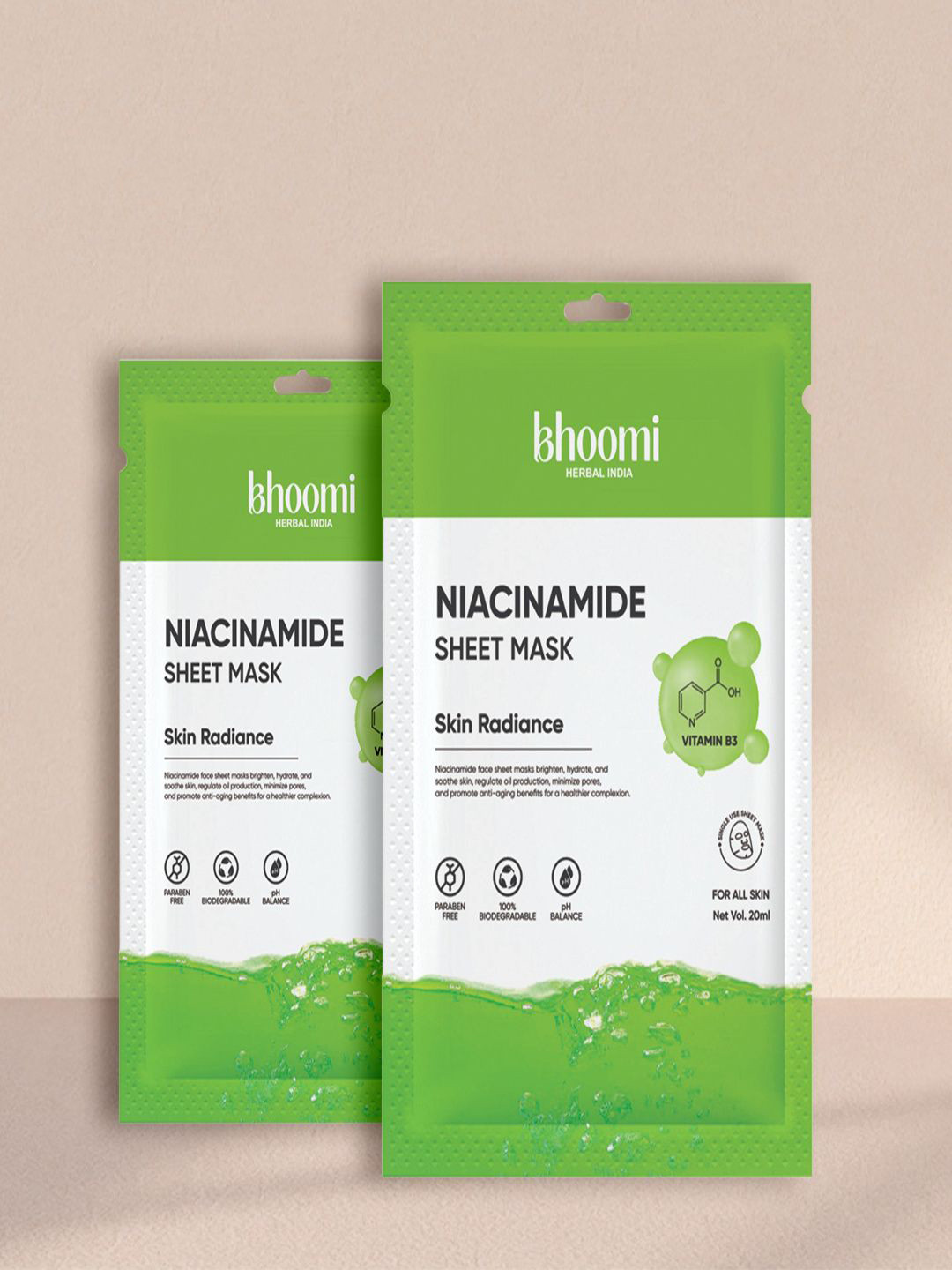 BHOOMI HERBAL INDIA Set Of 2 Niacinamide Sheet Mask - 20 ml Each