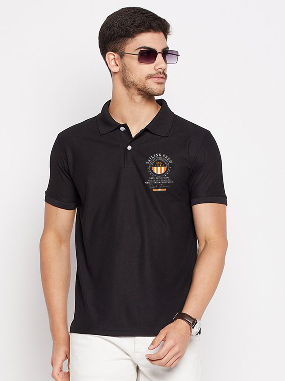 SZN Typography Printed Polo Collar T-shirt