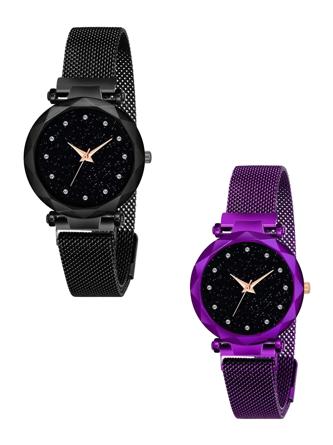 THE SHOPOHOLIC Women Round Dial Analogue Watch Black-Purple