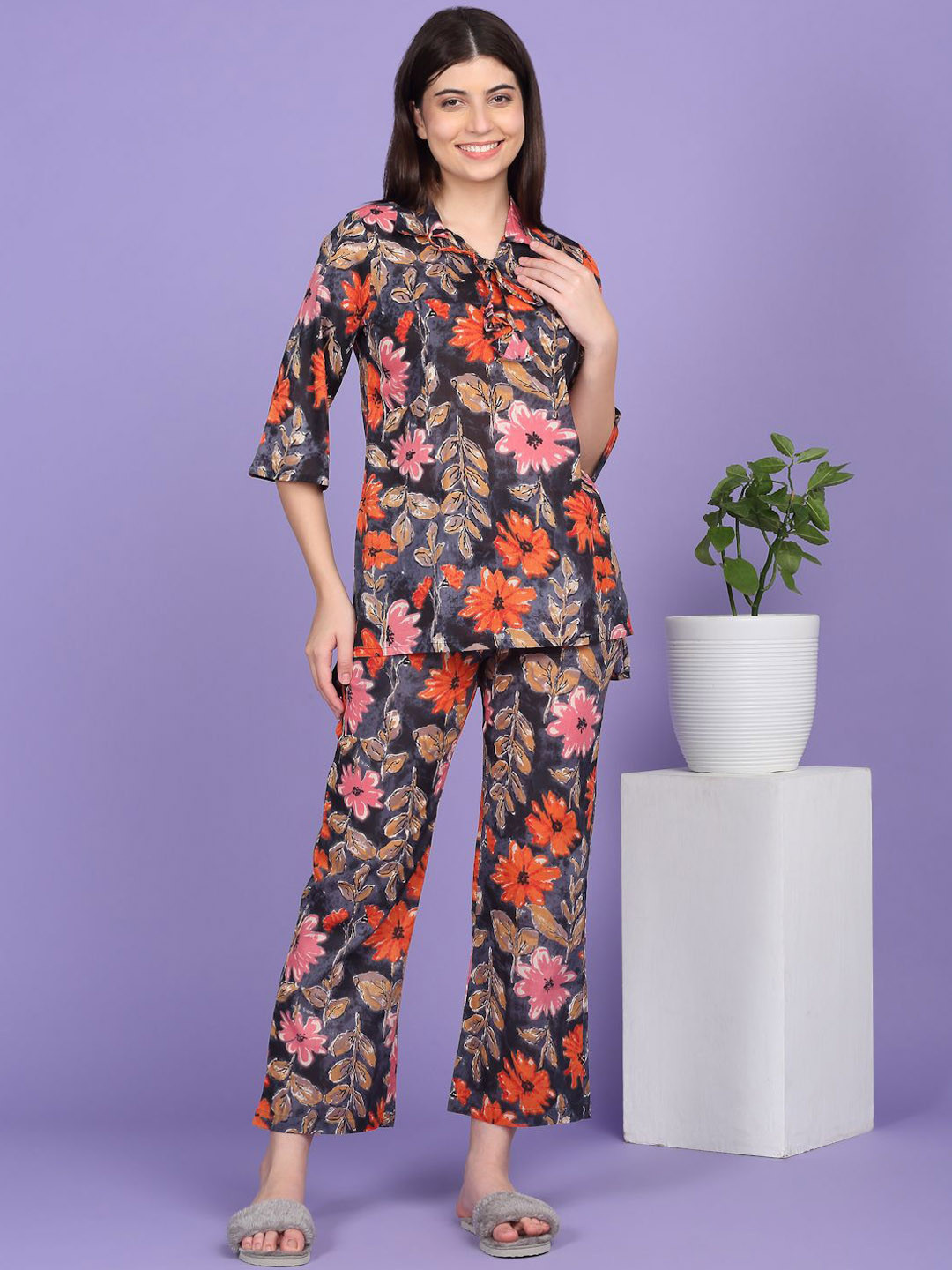 Sweet Dreams Floral Printed Cotton Tunic & Trousers Co-Ord Set