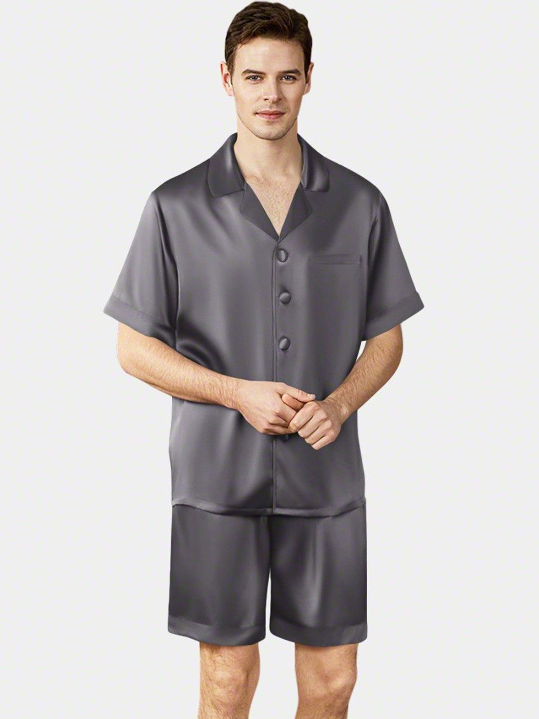Bella Babe by SK Men Satin Shirt & Shorts Set