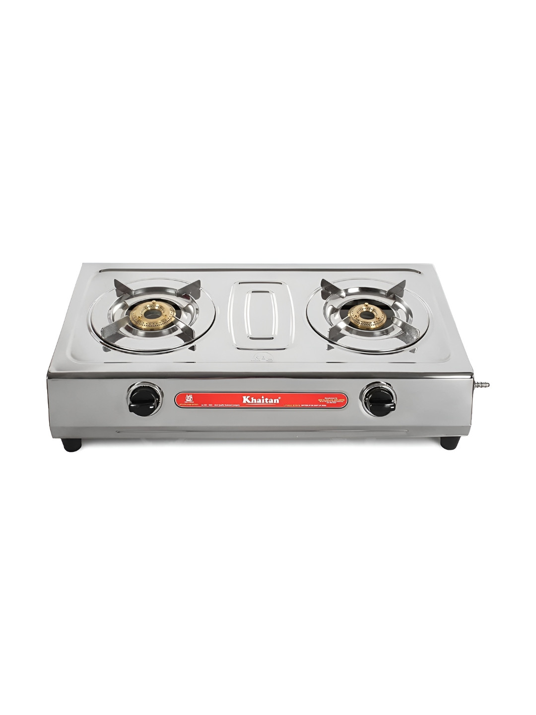 Khaitan White & Red 2 Burners VS2 Stainless Steel Smart Automatic Gas Stove