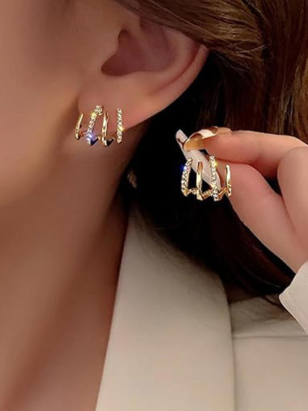 Inara Robes Gold Plated Cubic Zirconia Studs Earrings