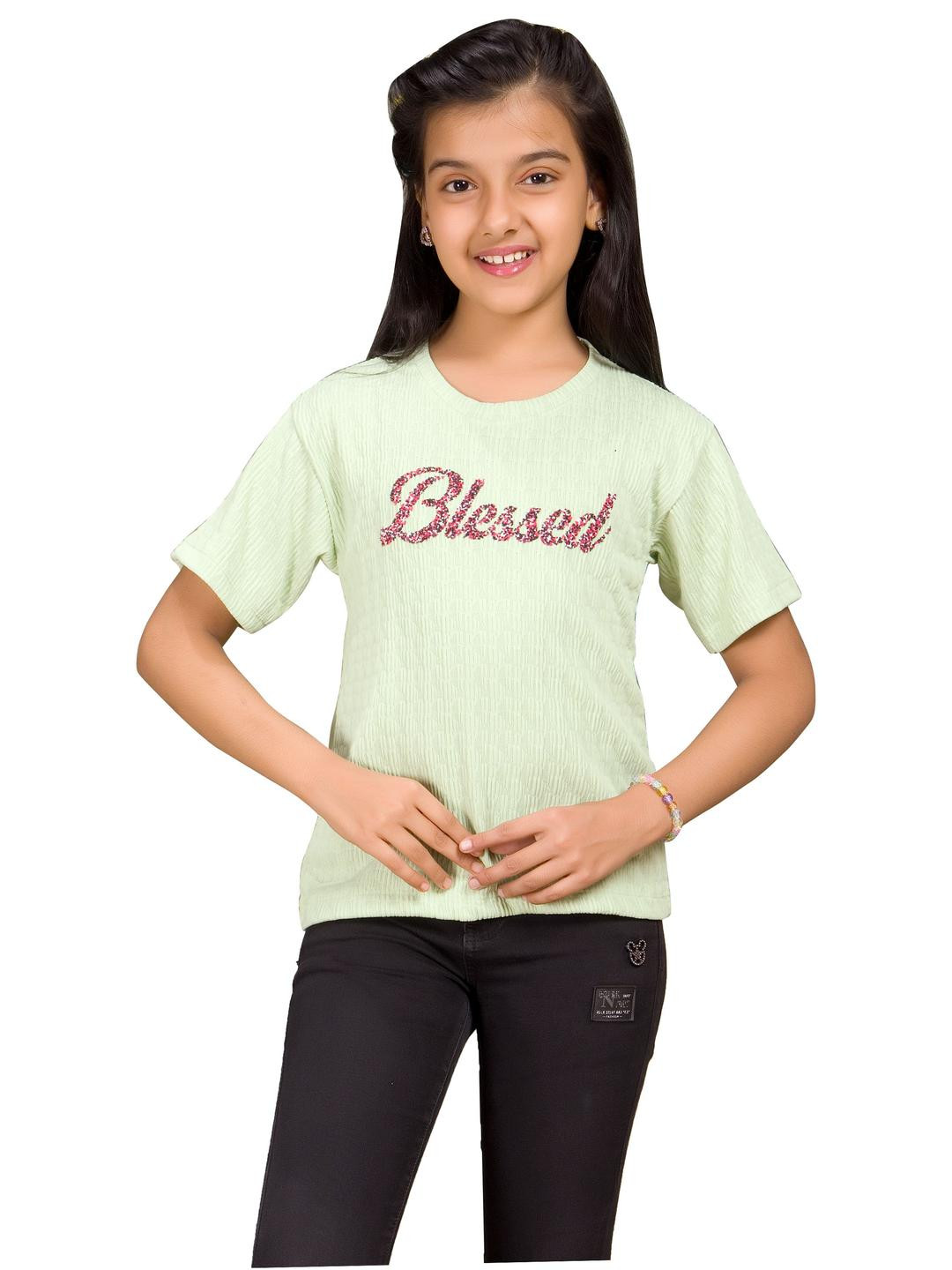 Little funky Self Design Embroidered Detail Top