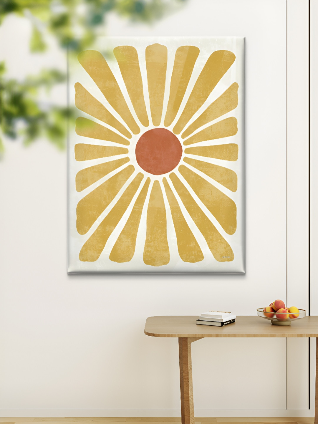 Livin'luxe White & Yellow Retro Sunflower Framed Canvas Wall Art