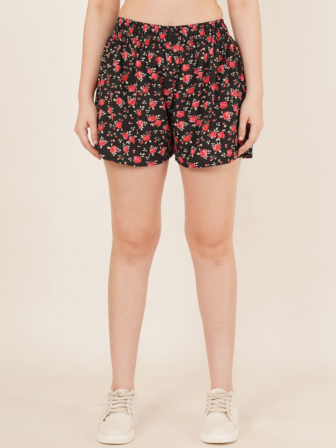 kintu parantu Women Printed High-Rise Training or Gym Shorts