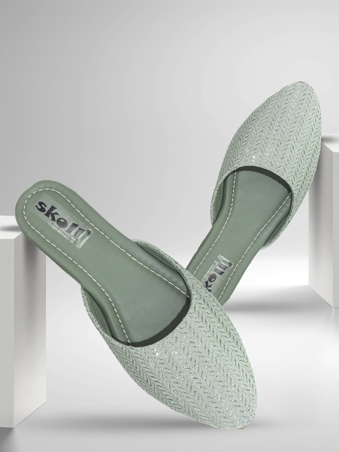 SKOLL Women Woven Design Mules Flats