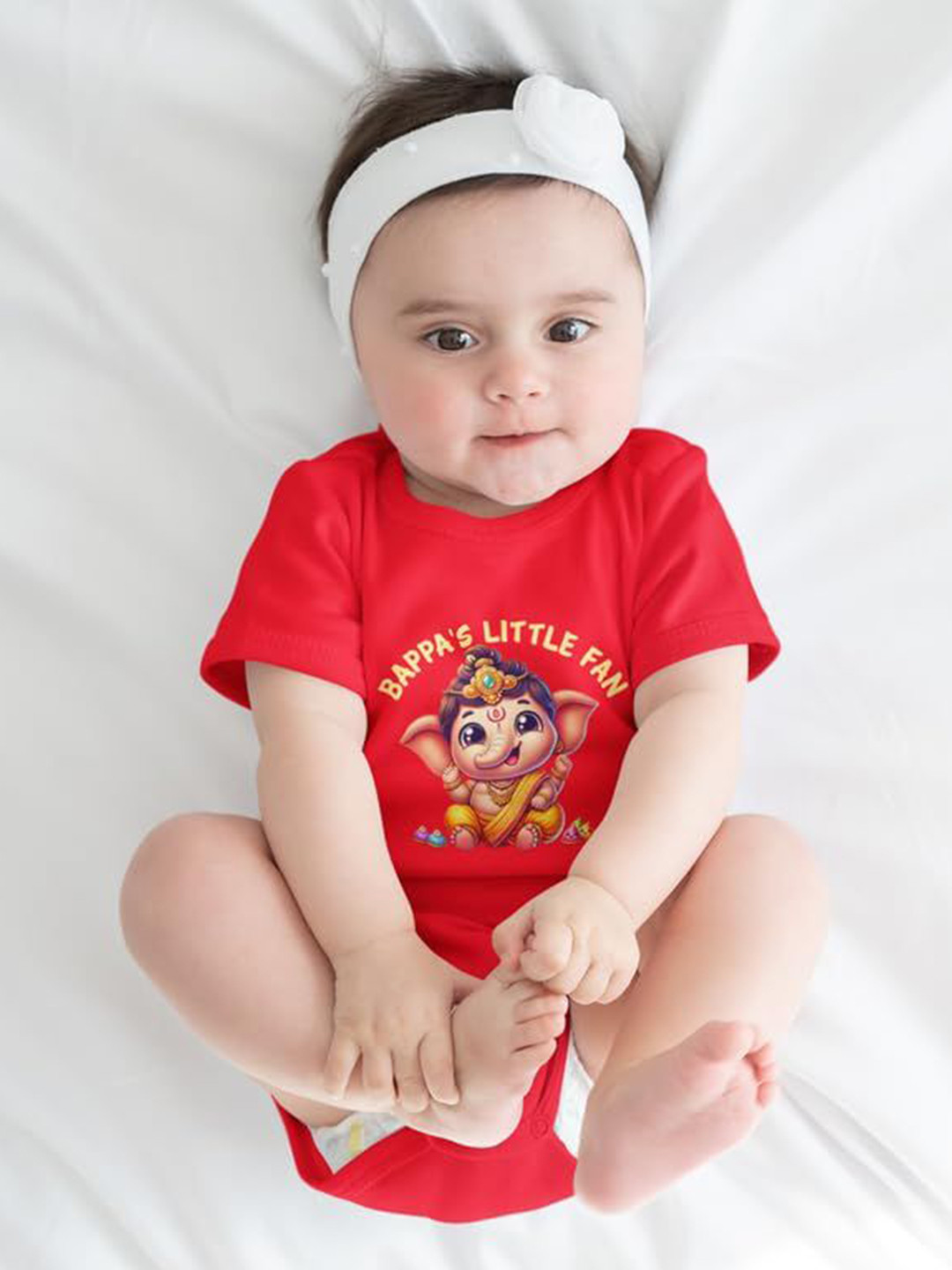 karmikh clothing & lifestyle Infants Bappas Fan Printed Cotton Bodysuit