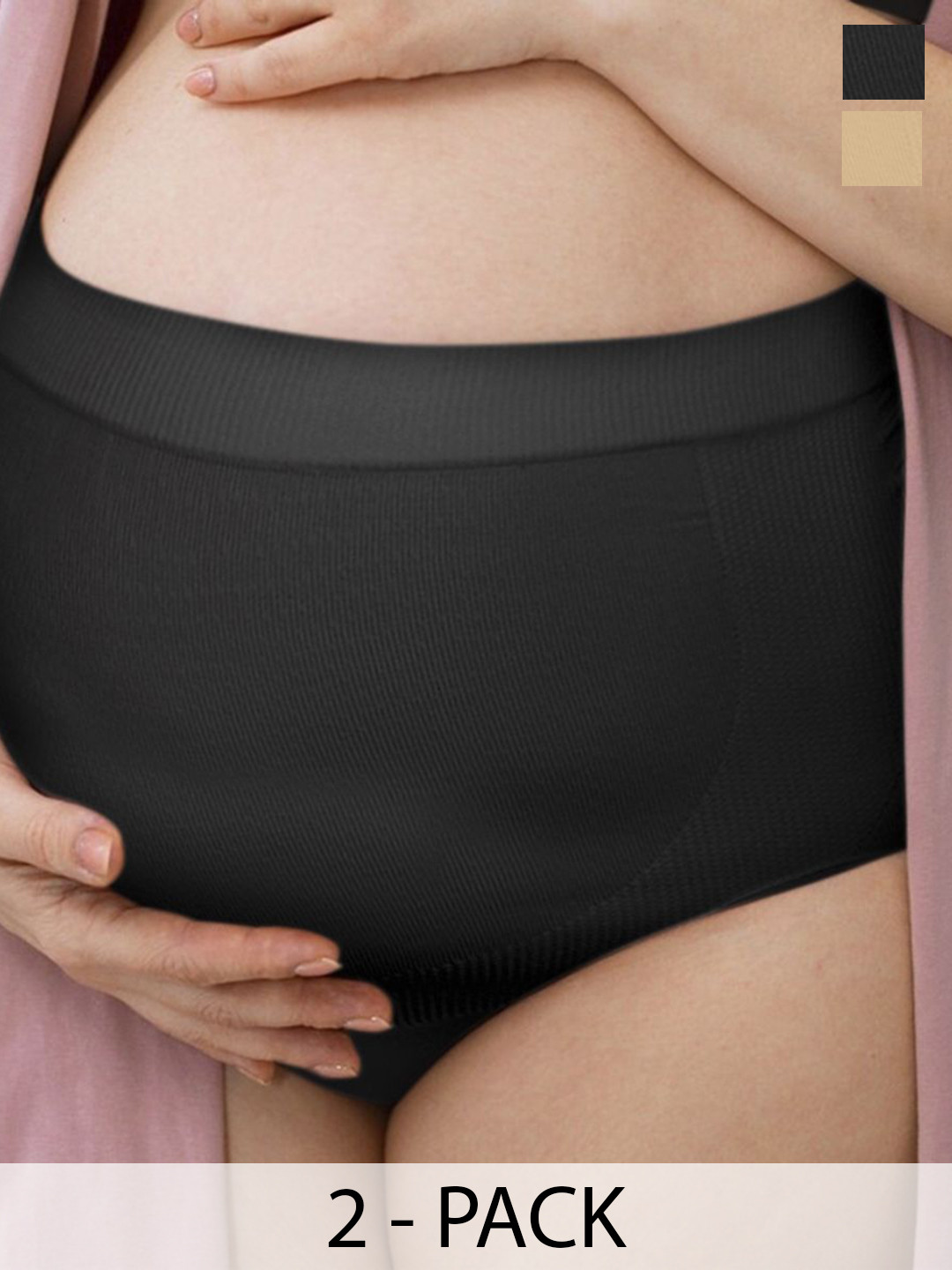 NEWMOM Pack Of 2 High-Rise Seamless Breathable Maternity Support Briefs 0803-255