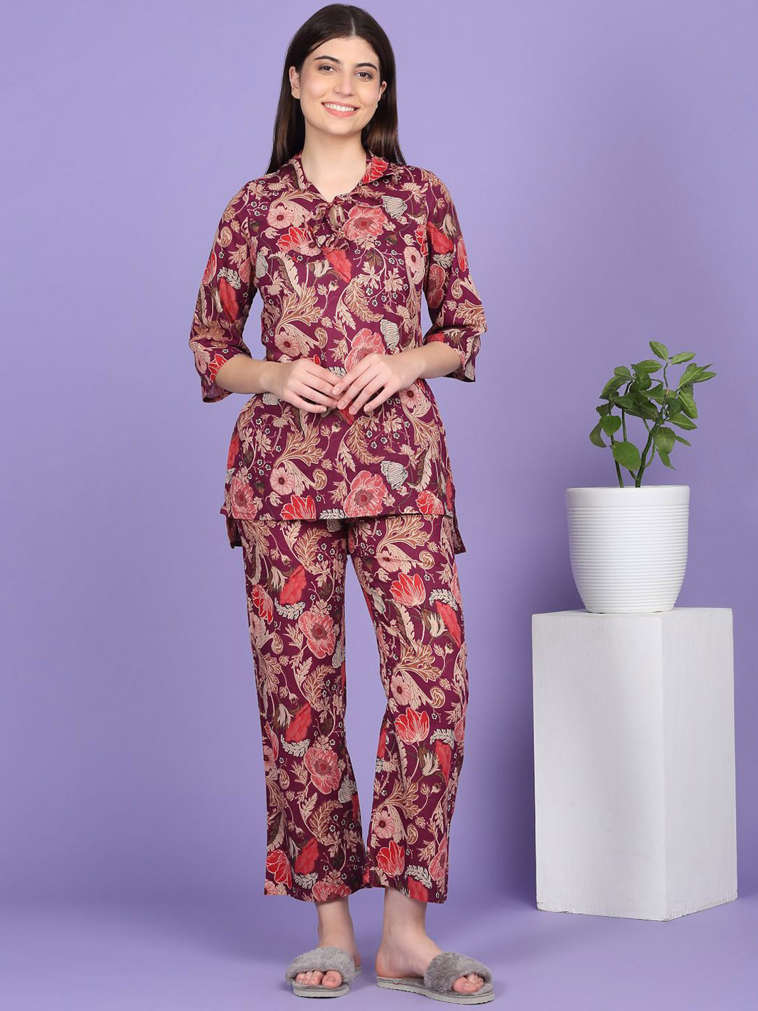 Sweet Dreams Floral Printed Cotton Tunic & Trousers Co-Ord Set