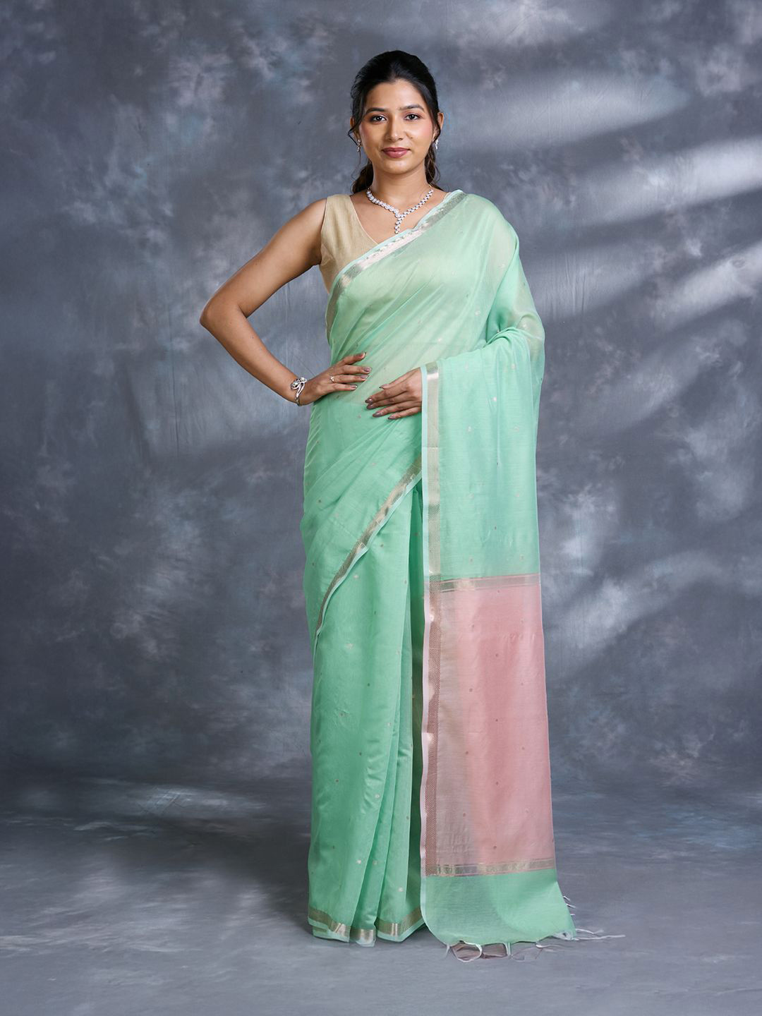 PALLU PATARI Zari Chanderi Saree