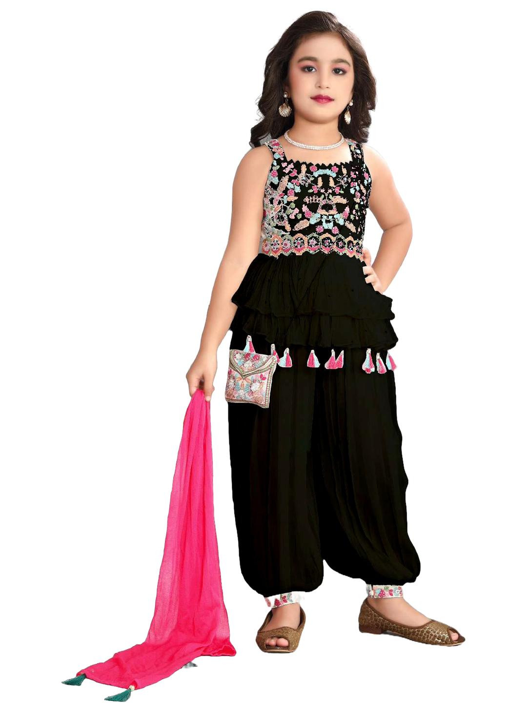 MD ENTERPRISE Kids-Girls Black Clothing Set