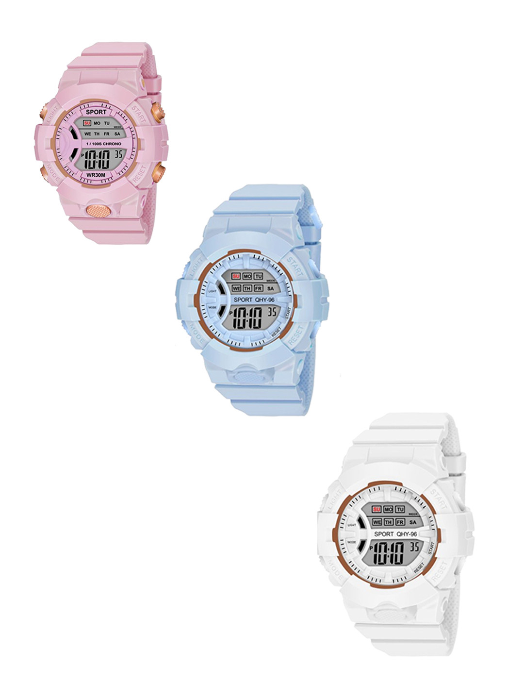 THE SHOPOHOLIC Kids Set of 3 Dial & Bracelet Style Straps Analogue Watches DK-P-BL-W
