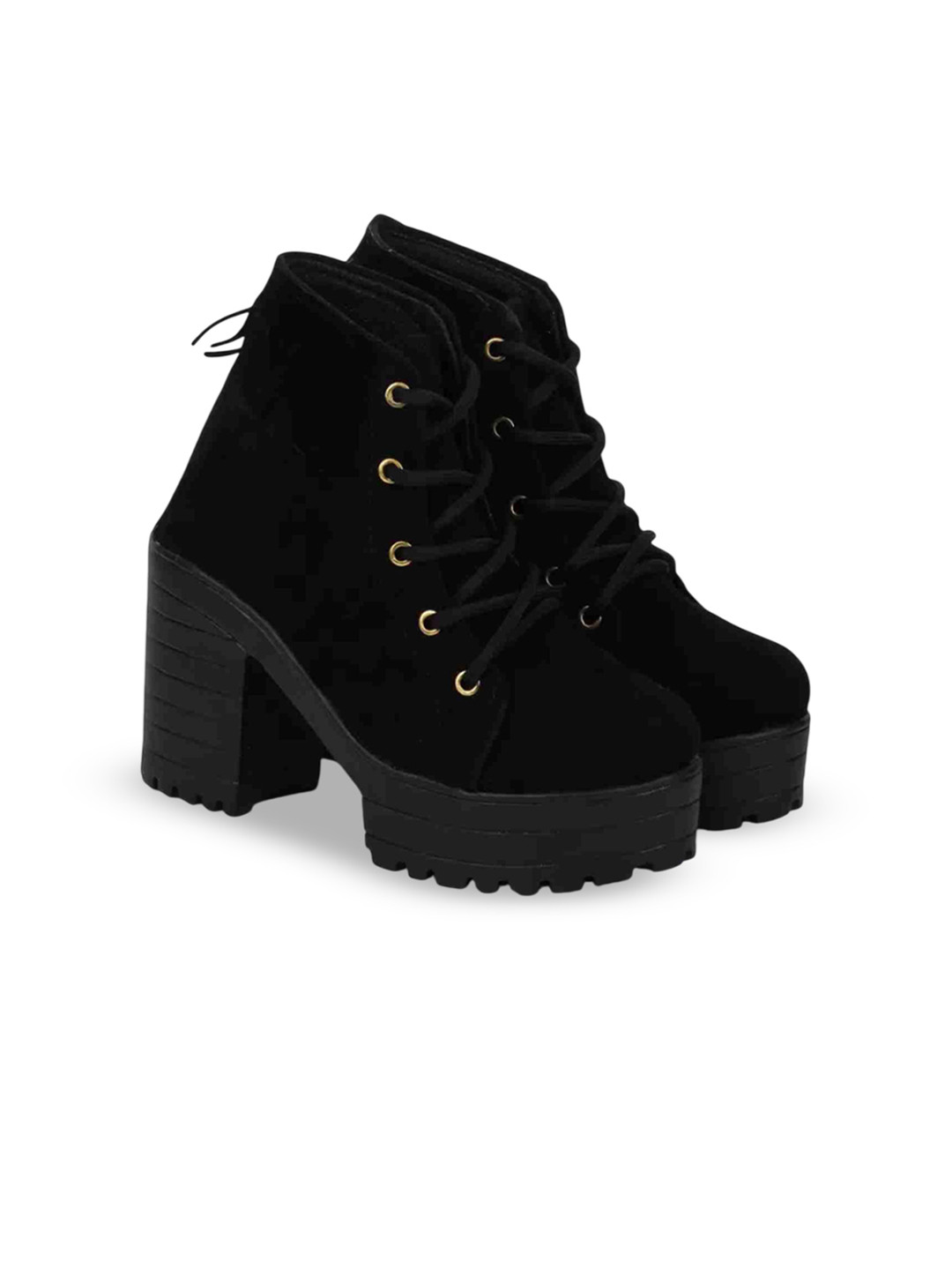 SGU Women Mid-Top Lace-Ups Heeled Frill Boots