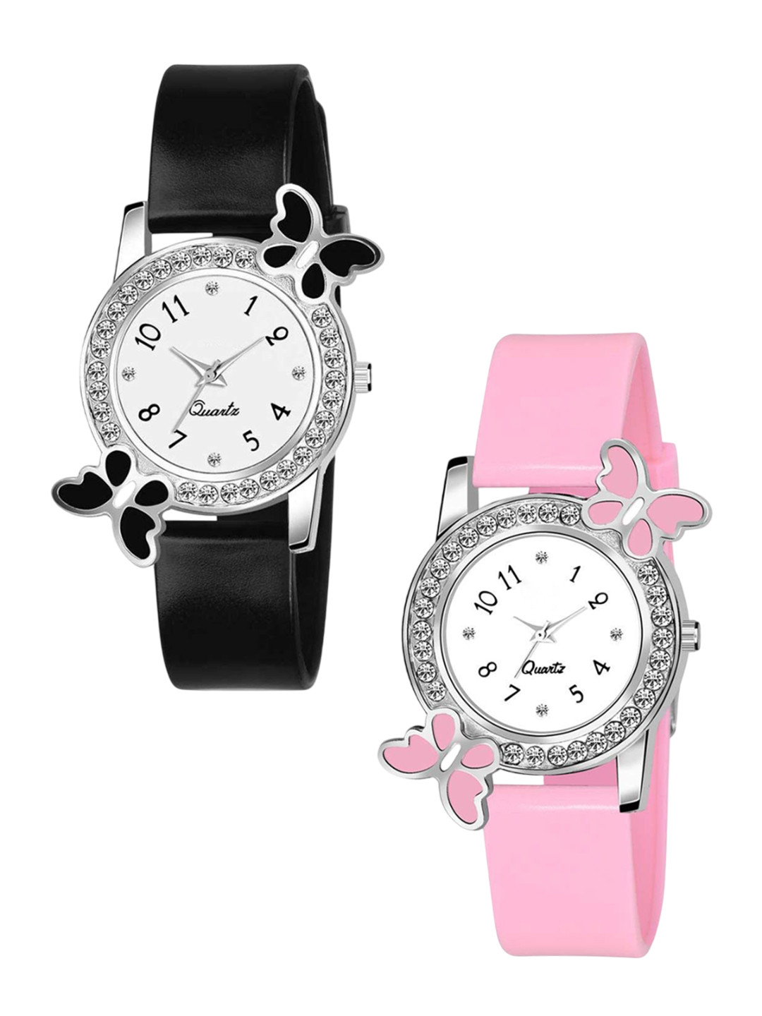 THE SHOPOHOLIC Women Pack of 2 Embellished Dial & Straps Analogue Watch BF-BP