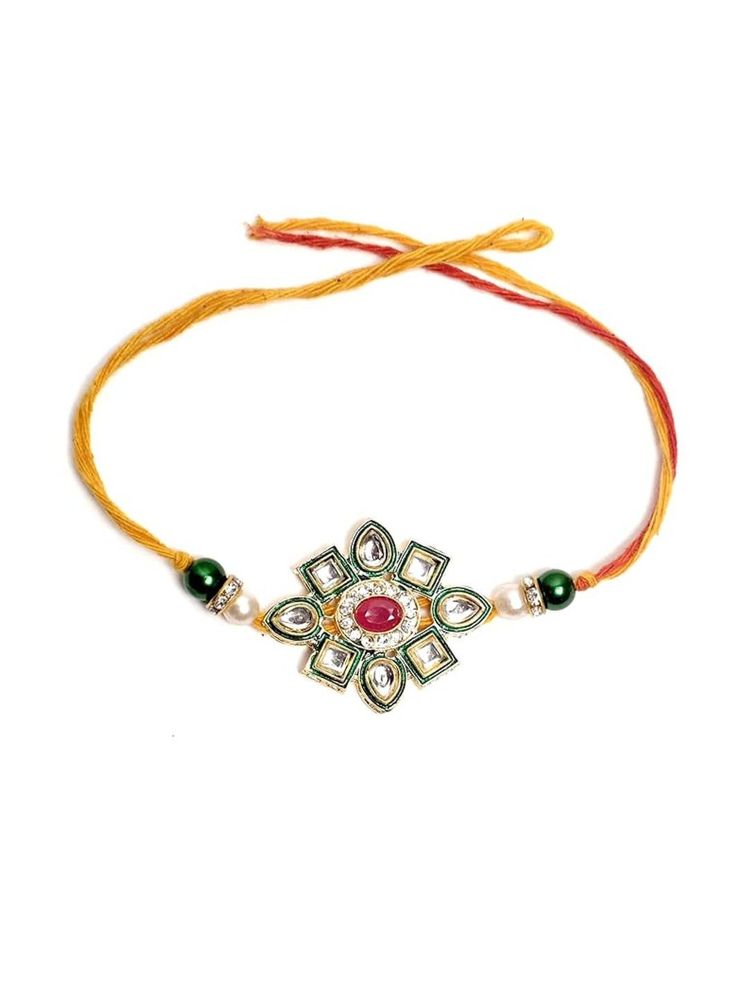 NITYAM ENTERPRISES Multicolored Stones And Beads Thread Rakhi