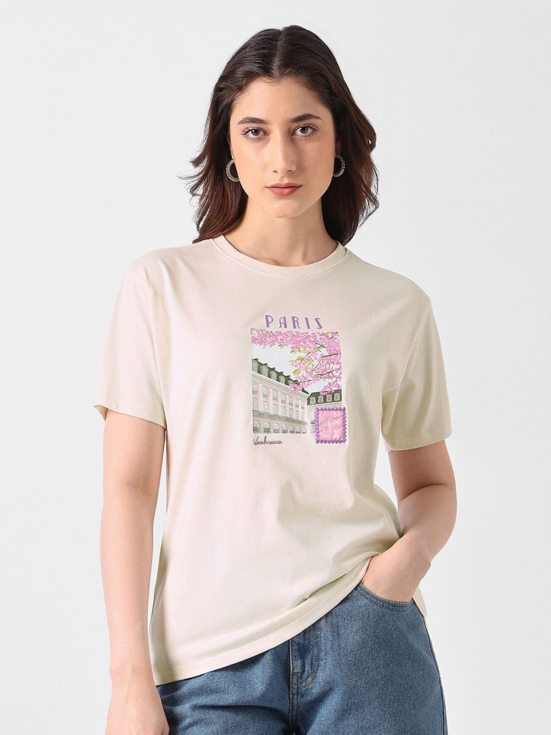 Van Heusen Woman Graphic Printed Round Neck Short Sleeves T-shirt