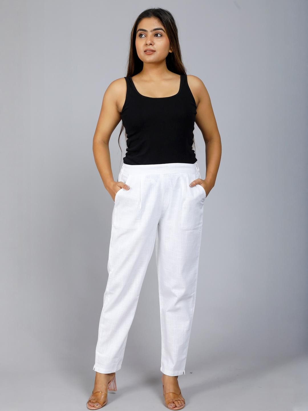 IRK Fashion Women Cream  Pencil Pleated Trousers