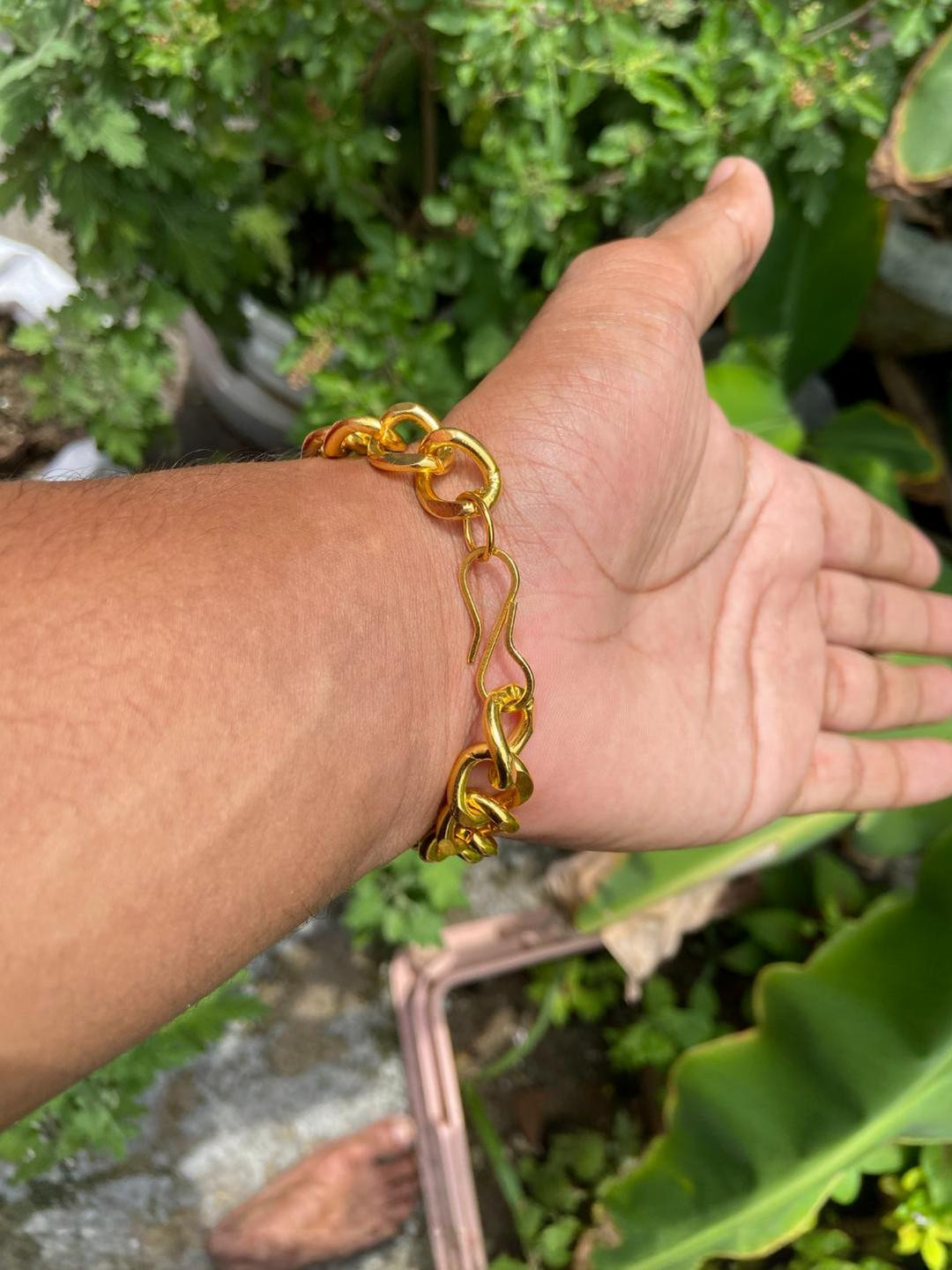 KALAFICIAL Men Gold Link Bracelet