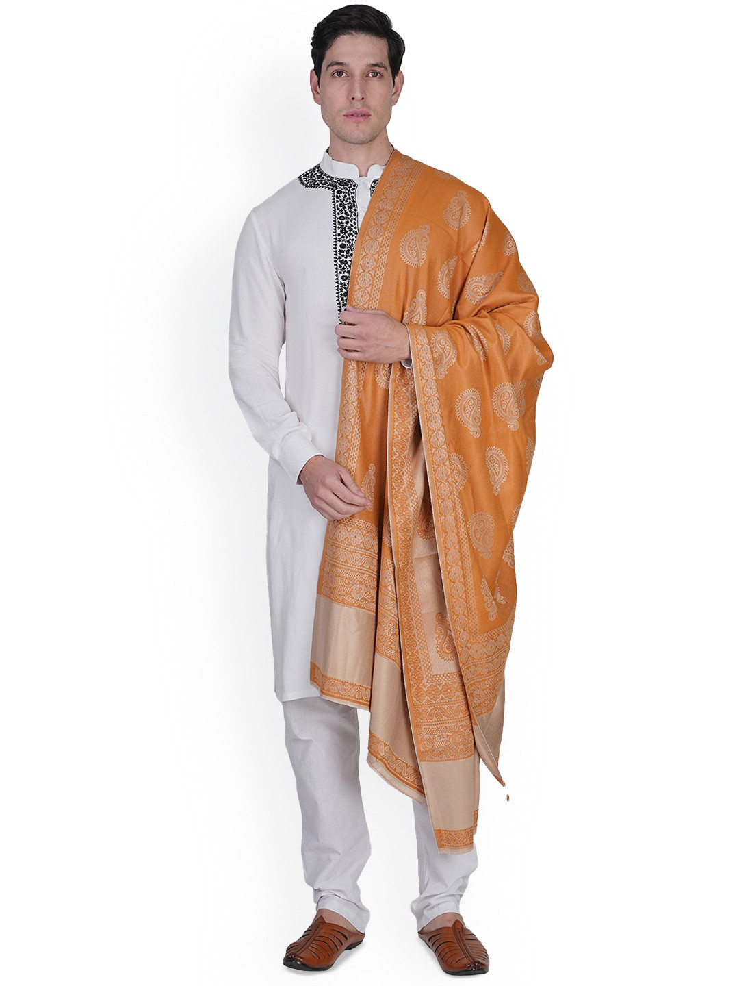 Manra Men Ethnic Motifs Woven Design Kashmiri Wool Shawl