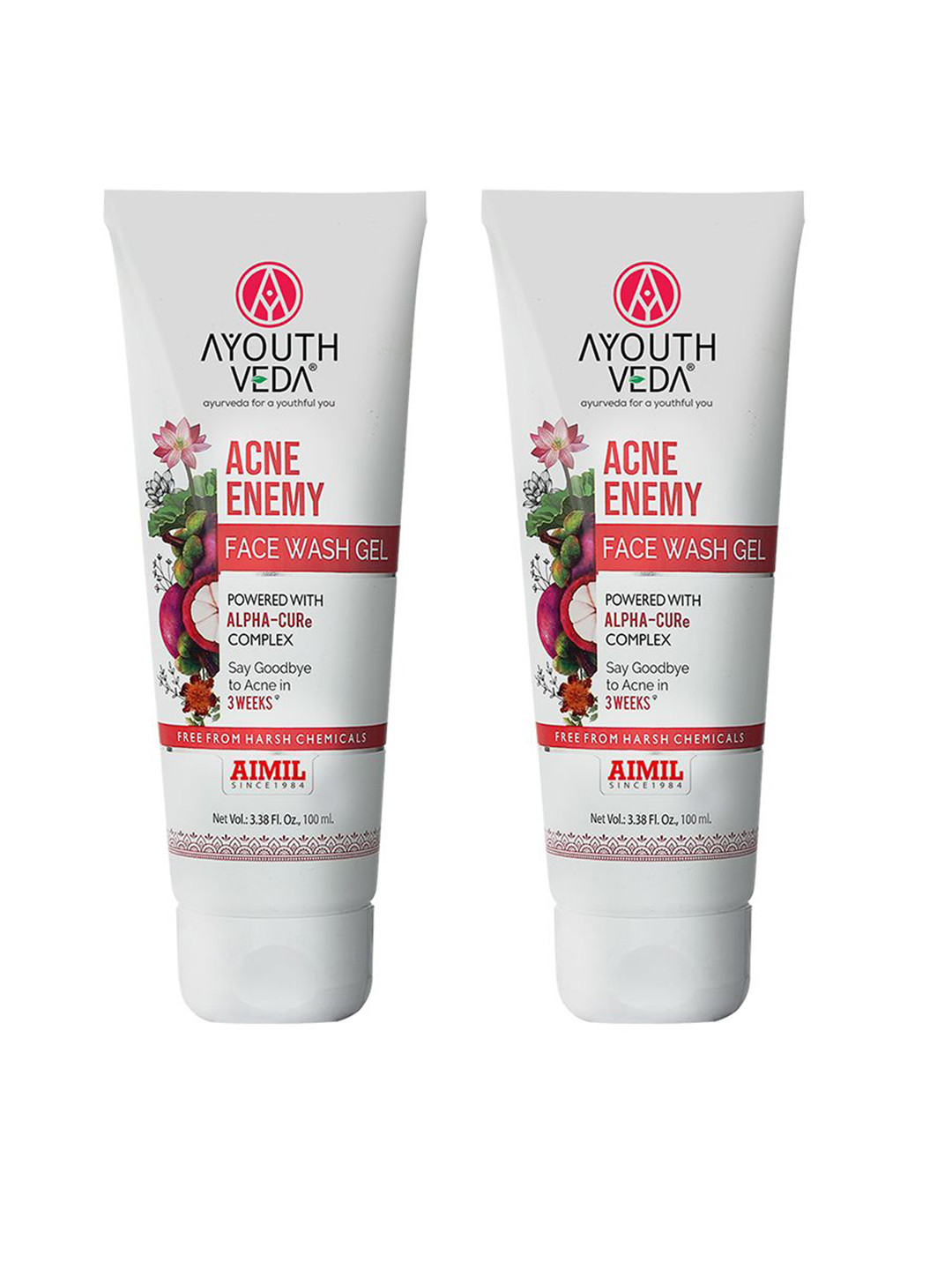 AYOUTHVEDA Set Of 2 Acne Enemy Face Wash Gel For Acne & Pimples - 100 ml Each