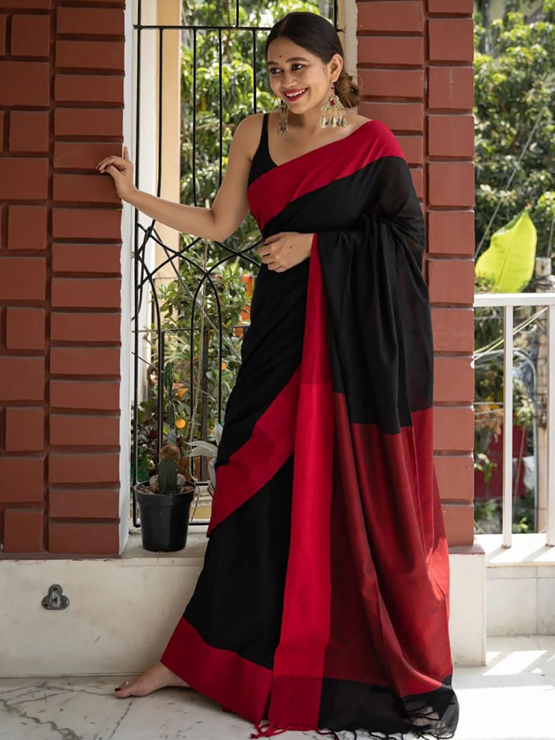 Mitera Cotton Banarasi Silk Saree
