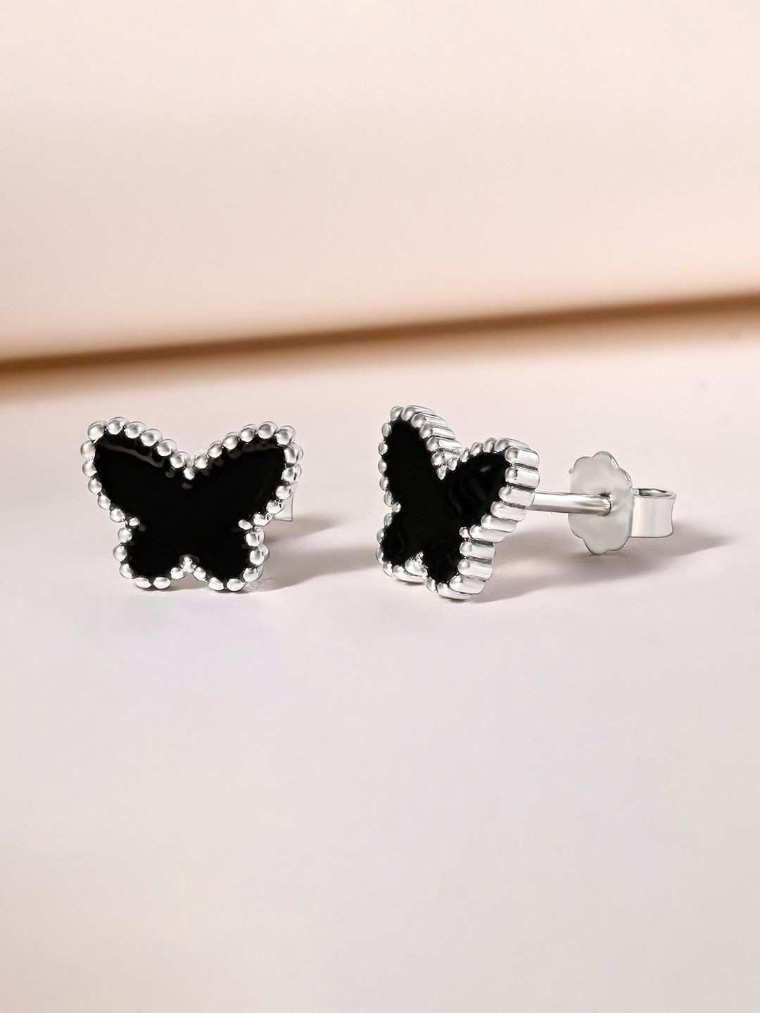 TOUCH925 925 Silver Artificial Stones Studded Flutter Frame Quirky Studs