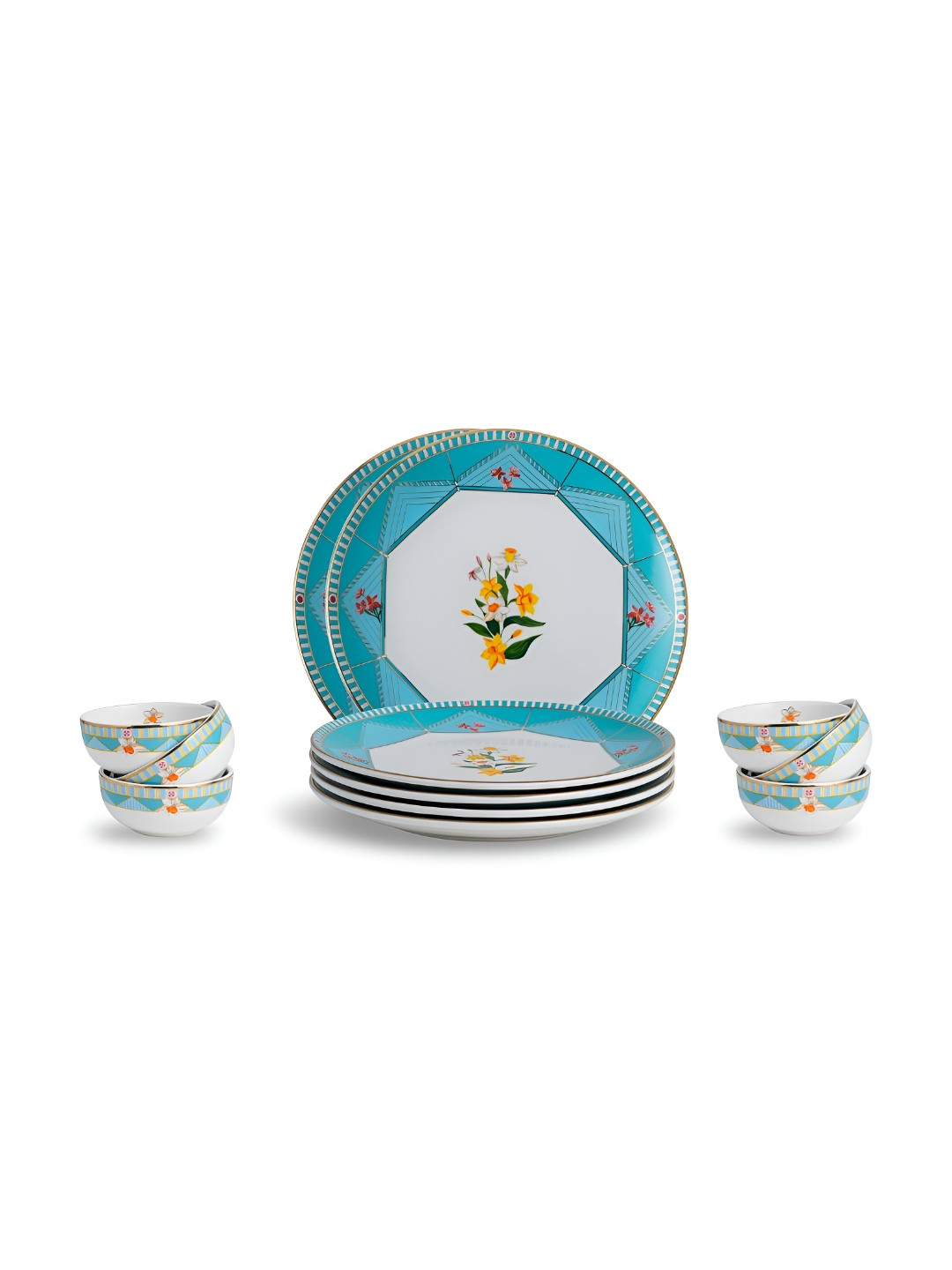 SHAY White12 Pieces Ceramic Easy to Clean Dinner Set