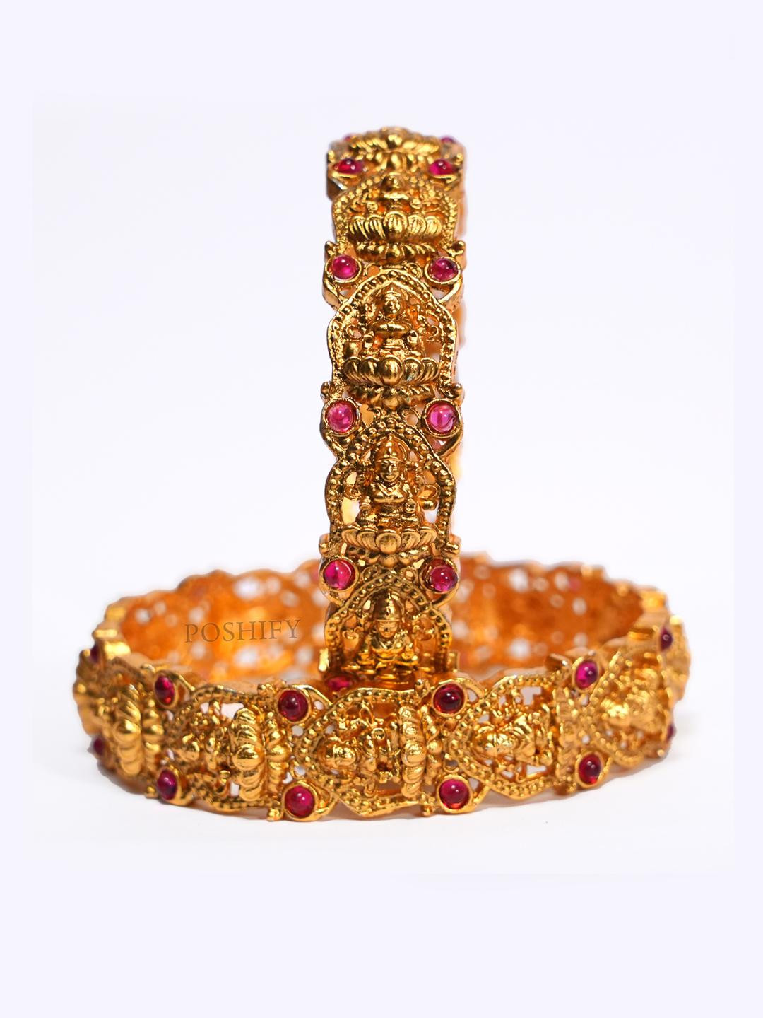 Luxury Gold Plated Goddess Laxmi Design  Pure Brass Bangles 2354A-1701 Stylish Traditional Bangle