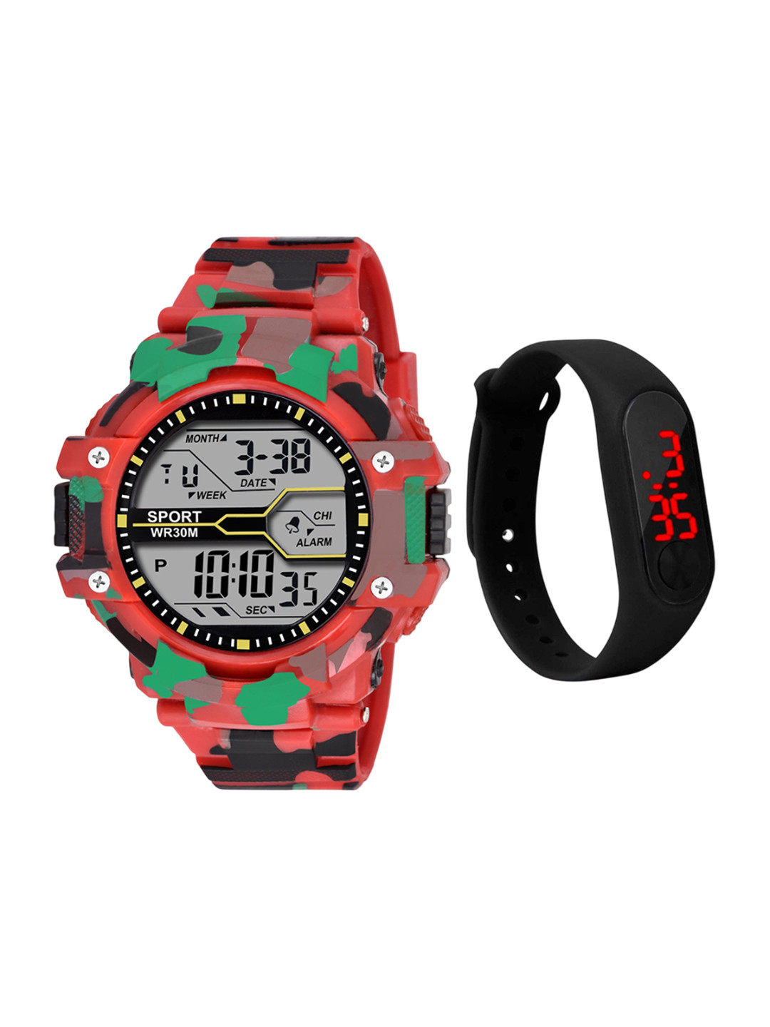 THE SHOPOHOLIC Men Pack Of 2 Dial & Straps Digital Watch Ar-Red-M-Led