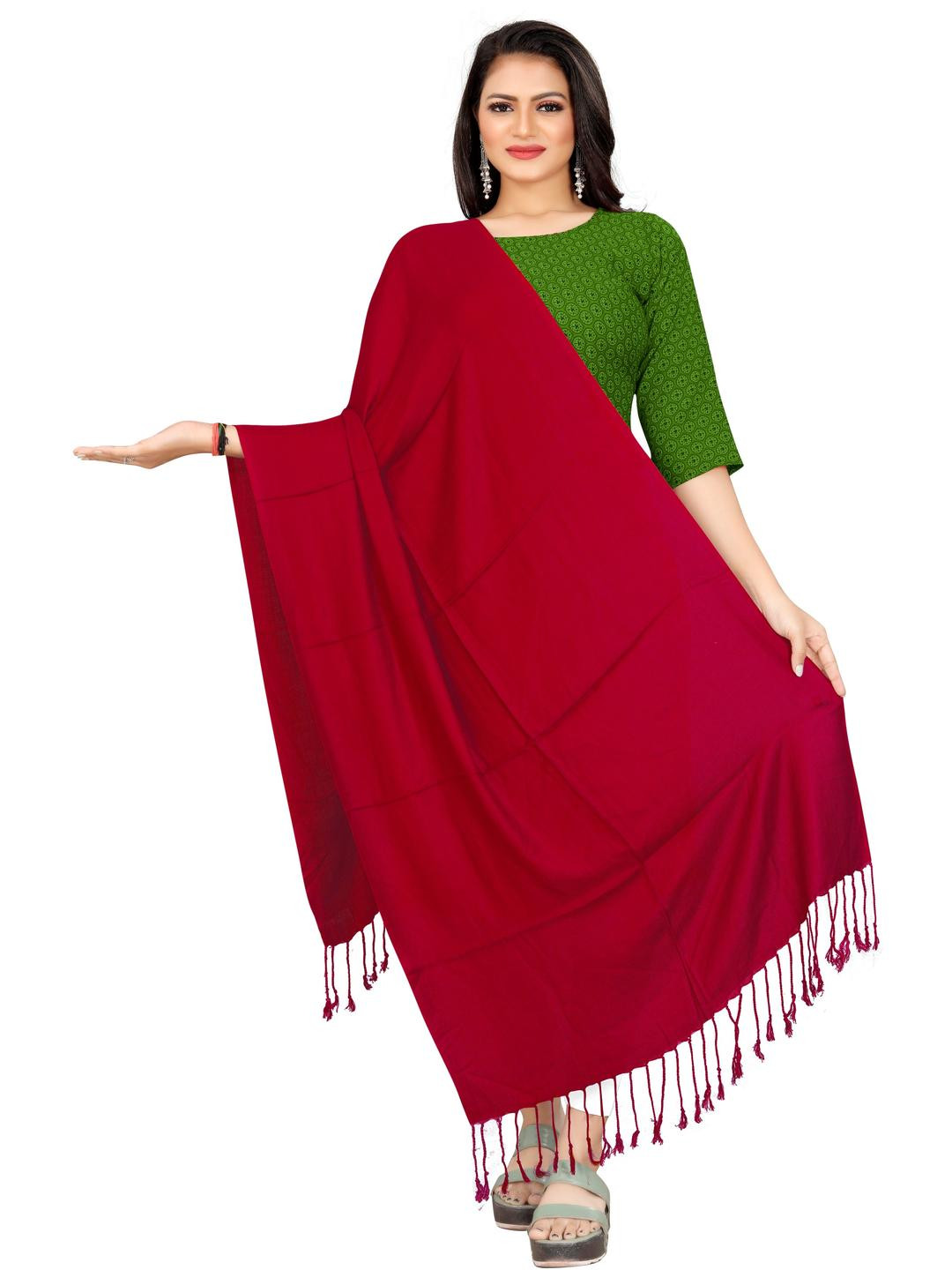 EBADAT Fringed Border Dupatta