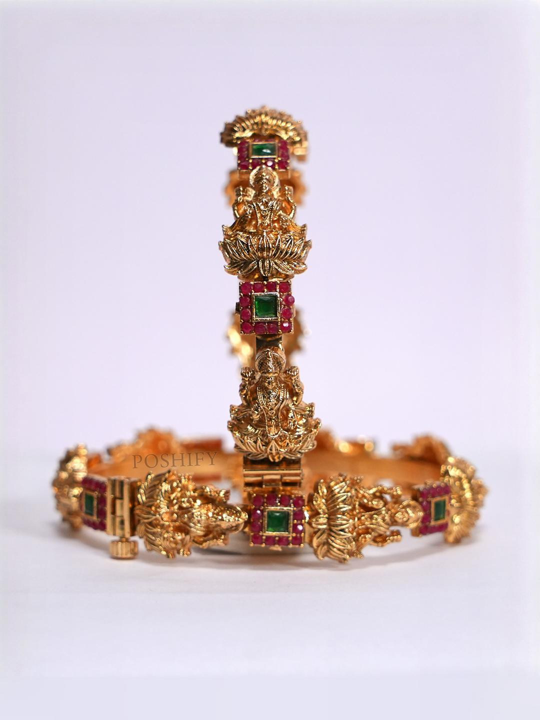POSHIFY Gold Plated Goddess Laxmi Design Bangles Set