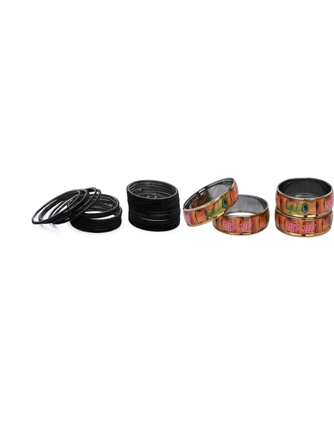 SOMIL Set of 28 Women Black & Multicolor Artificial Stones and Beads Bangles