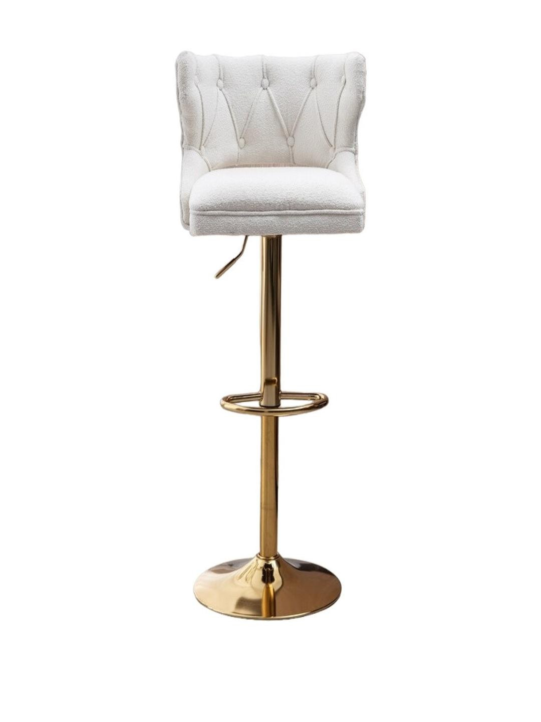 DOE BUCK White Velvet Cushion Bar Stool