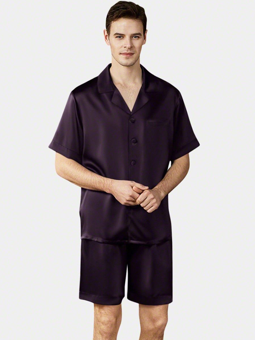 Bella Babe by SK Men Satin Shirt & Shorts Set