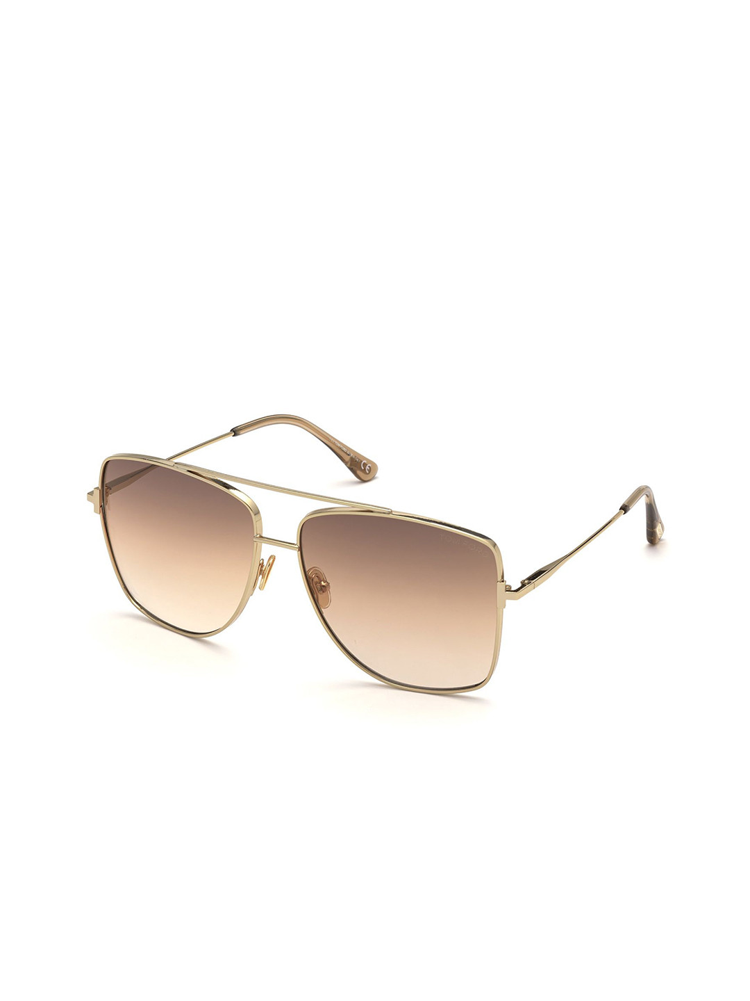 Tom Ford Women Brown Lens & Gold-Toned Square Sunglasses with