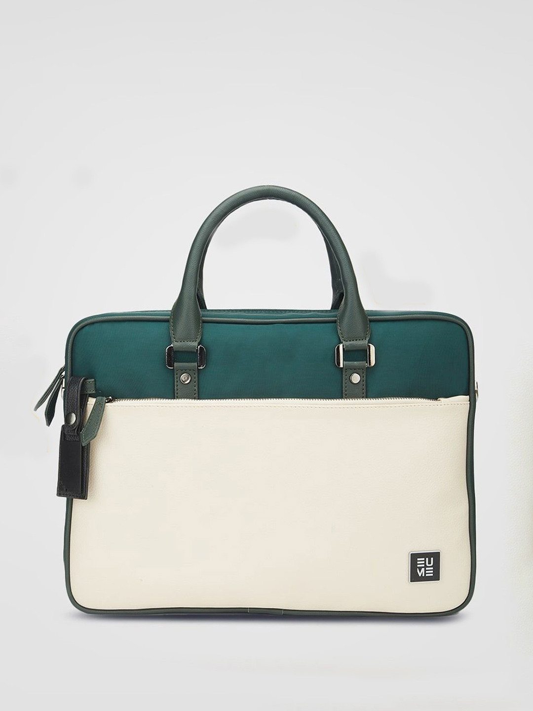 EUME Unisex Colourblocked Leather Laptop Bag