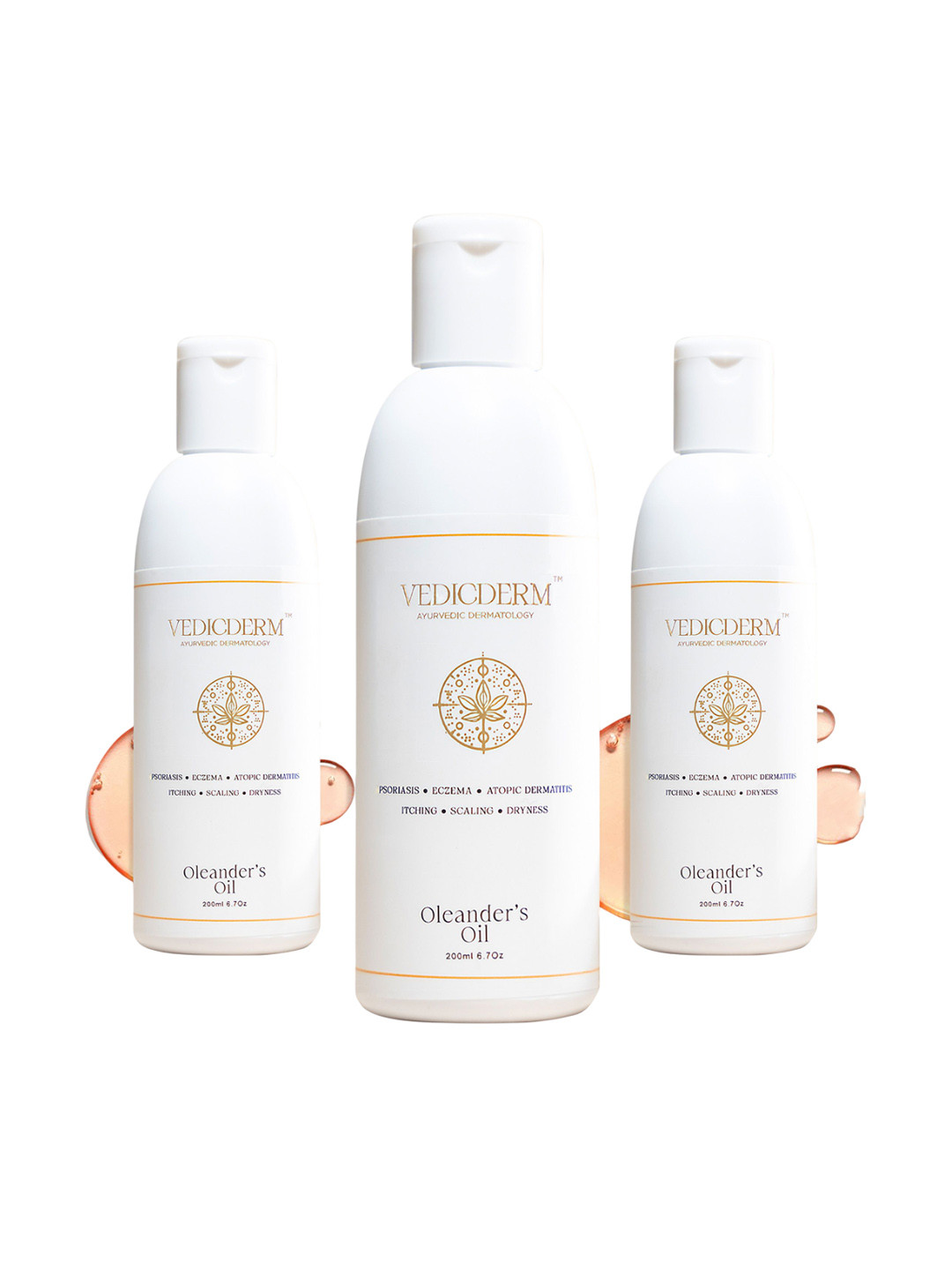 VEDICDERM Set Of 3 Oleander's Psoriasis & Eczema Oil - 200 ml Each