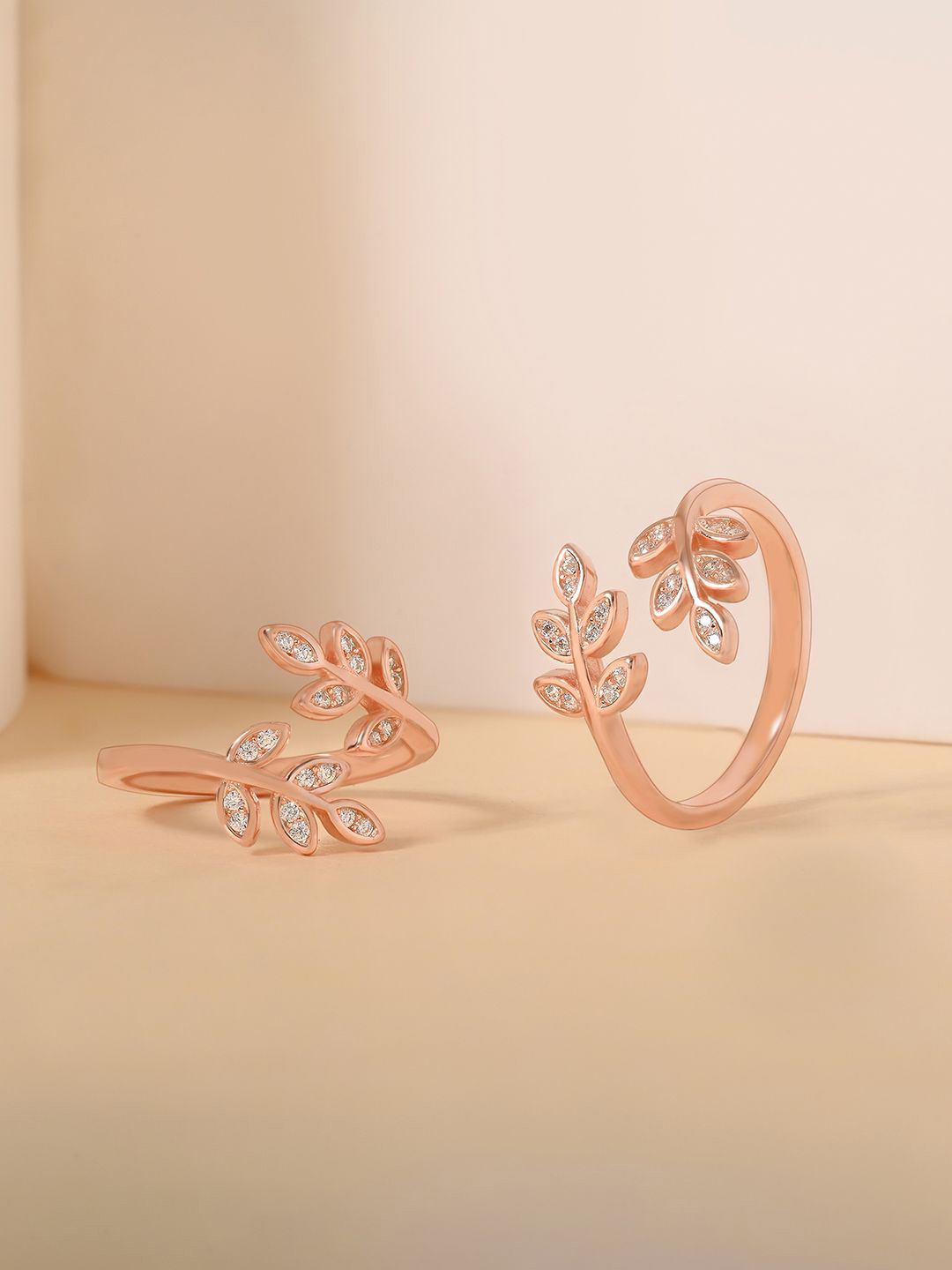 TOUCH925 925 Silver Twisted Leaves Toe Rings