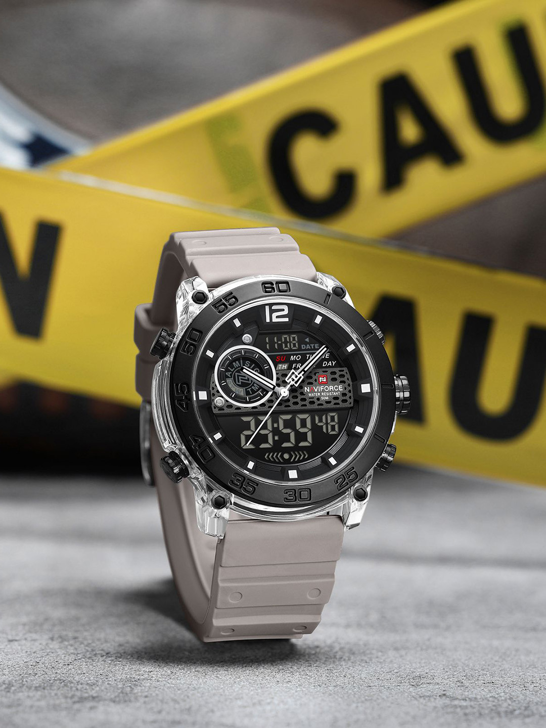 Naviforce Men Round Dial & Straps Analogue and Digital Watch NF6104_S W GY