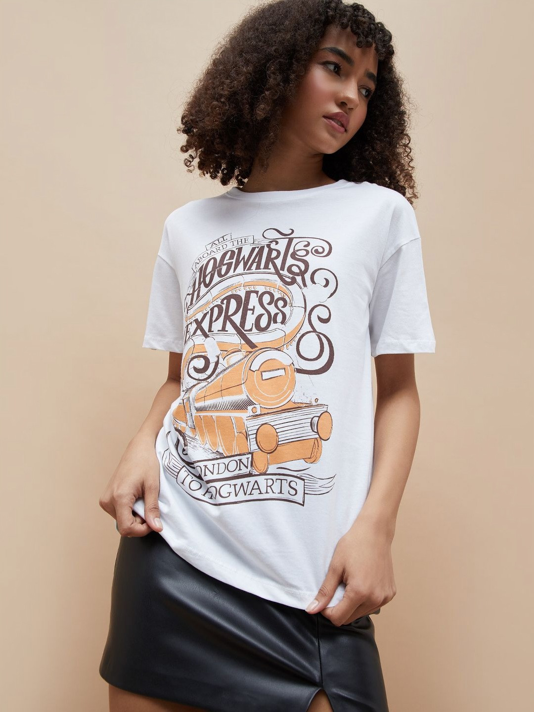 Ginger by Lifestyle Women Harry Potter Typography Printed Round Neck Cotton T-shirt