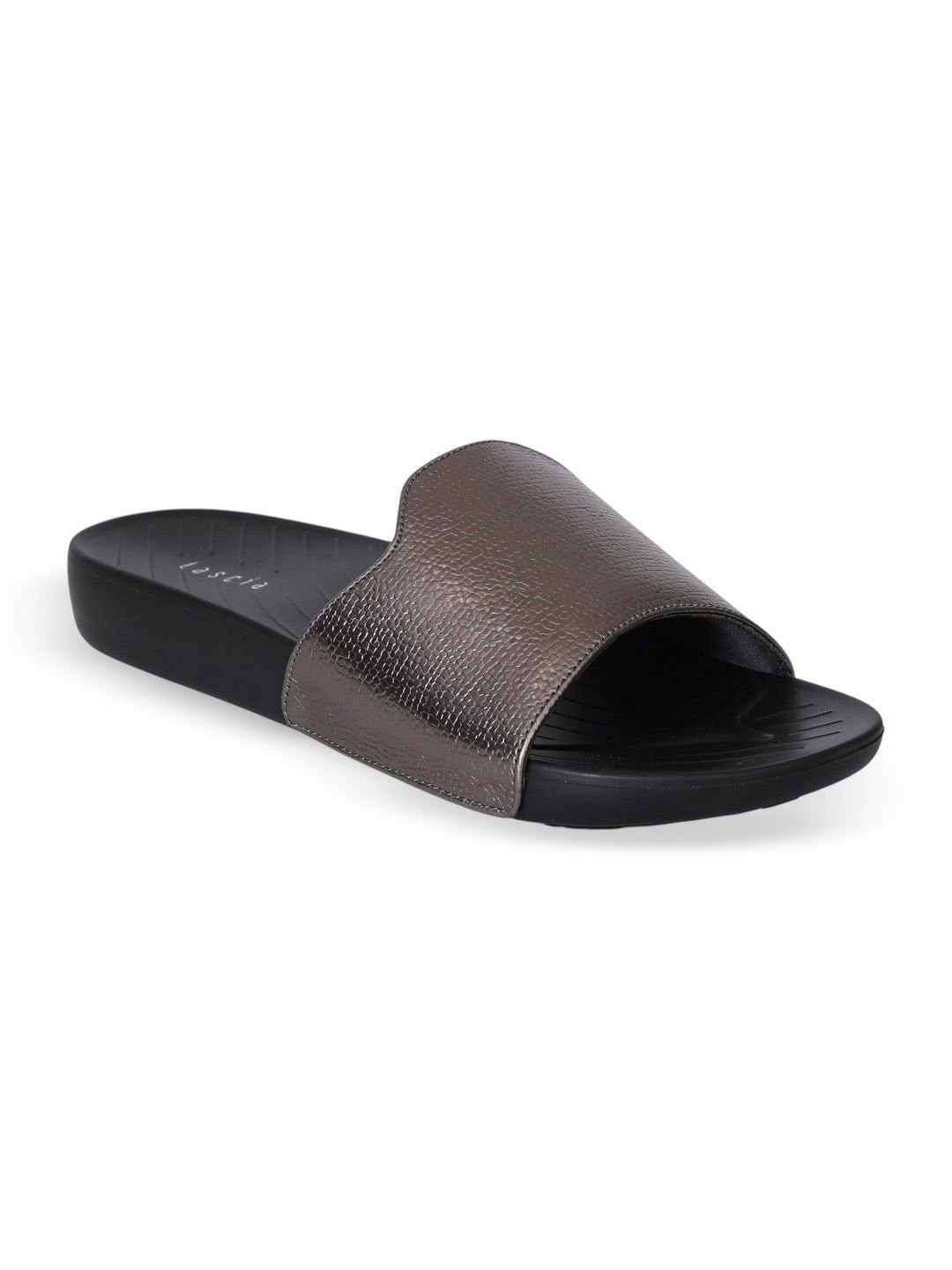 Lascia Women Metallic Self Design Sliders