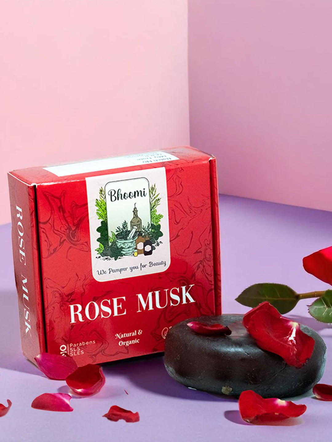 BHOOMI HERBAL INDIA Set Of 6 Rose Musk Soap For Skin Nourishment - 90 g Each