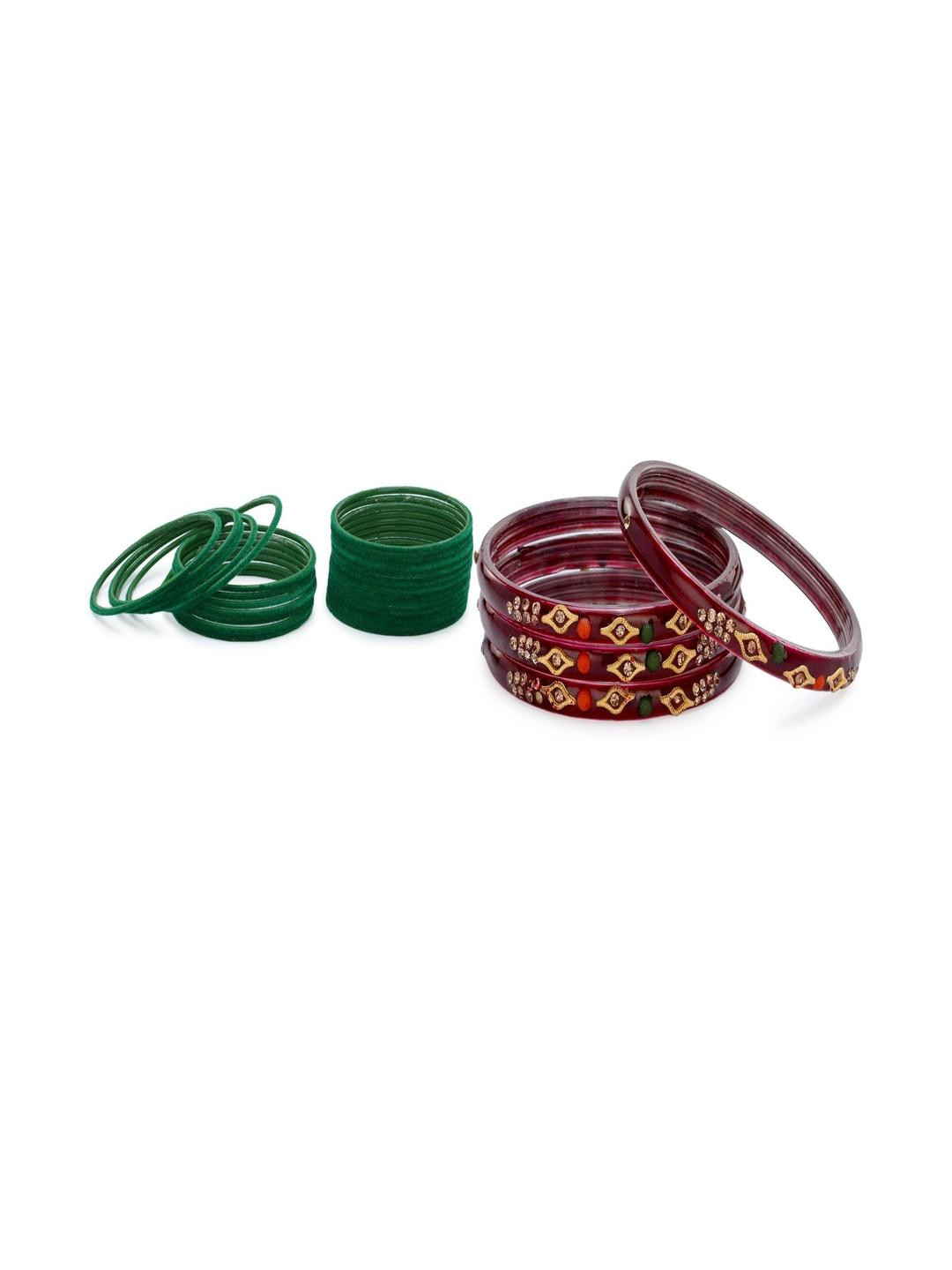 Somil Women Combo of Green & Maroon Bangles Set